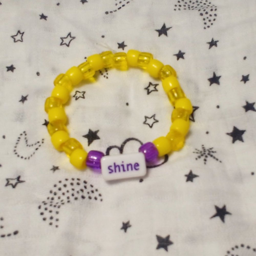 Handmade yellow pony bead bracelet.